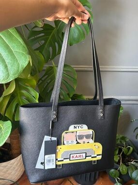 Karl Lagerfeld Black Tote with Yellow NYC Taxi Patch